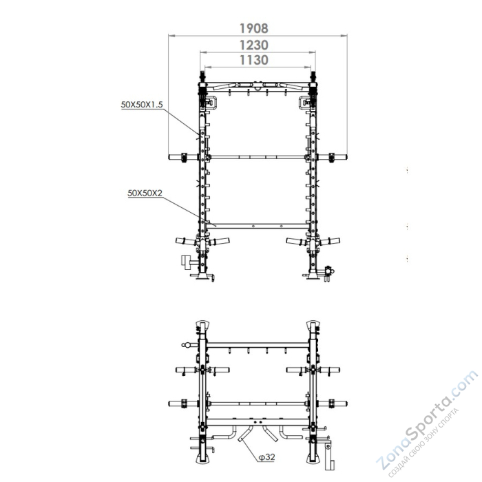 Двойная регулируемая тяга с машиной Смита Vertex FT-153