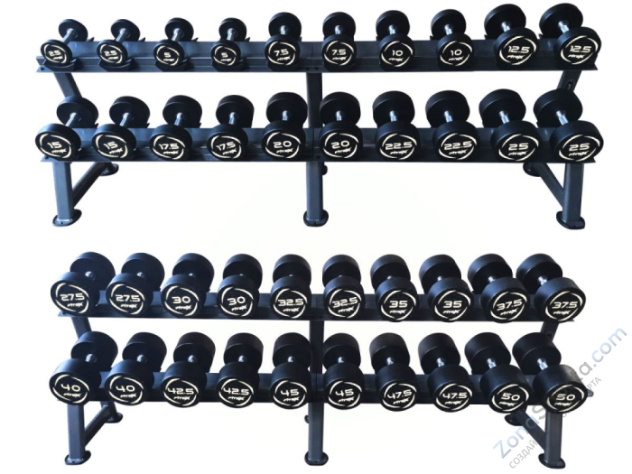 Комплект PVC гантелей 2,5-50кг (20пар) со стойками Fitex FTX-311.3