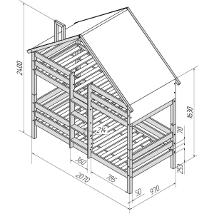 Кровать-домик Савушка-06 двухъярусная 90х200 Cappuccino (капучино)