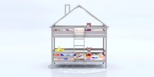 Кровать-домик Савушка-06 двухъярусная 90х200 Cappuccino (капучино)