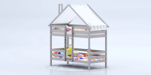 Кровать-домик Савушка-06 двухъярусная 90х200 Cappuccino (капучино)