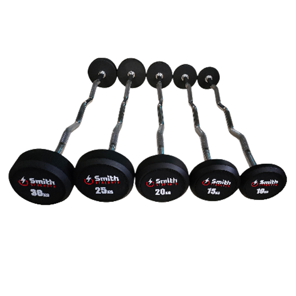 Набор обрезиненных фиксированных штанг 10-30кг с изогнутой ручкой, шаг 5кг Smith DB145-BC