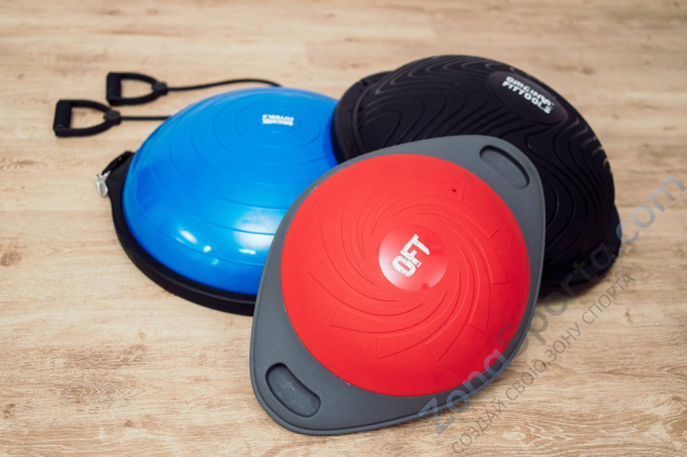 Полусфера гимнастическая надувная R3 с эспандерами и насосом Original FitTools FT-BSU-R3