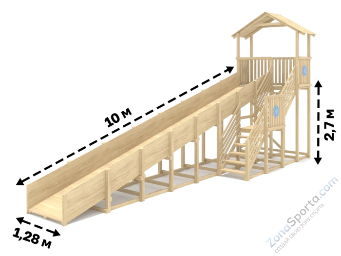 Зимняя горка IgraGrad Snow Fox (Домик) скат 10 м без окраски